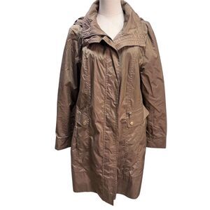 EUC Cole Haan Women's Packable Hooded Raincoat XL Metallic Champagne